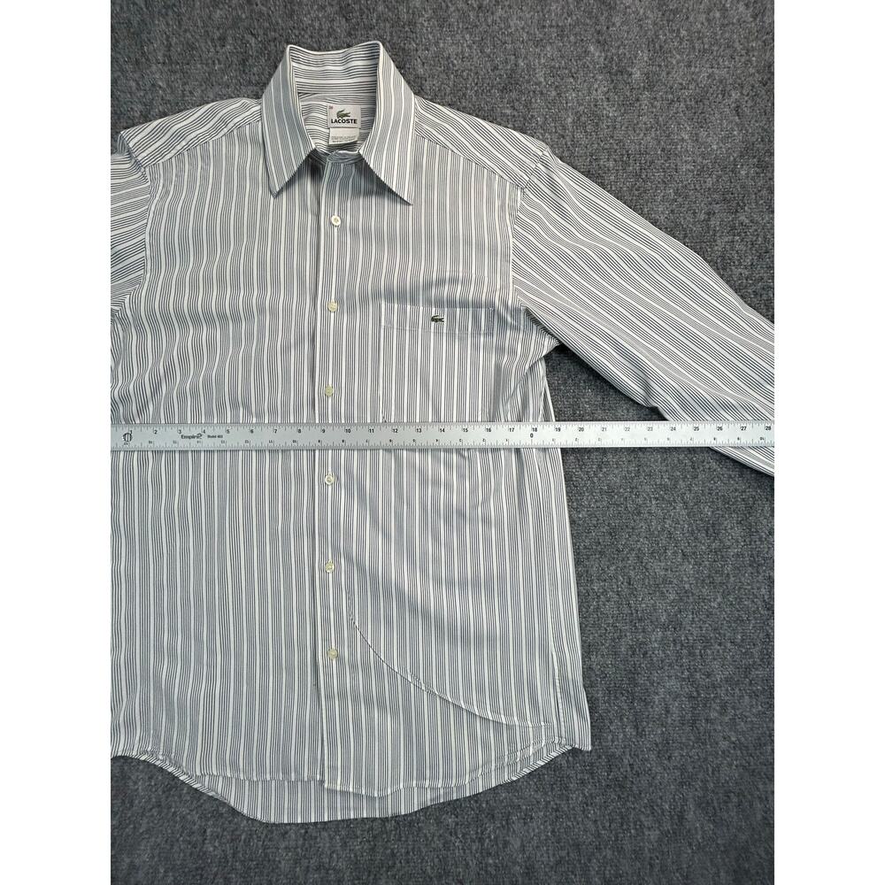Vintage Lacoste Striped Dress Shirt Men's Size 38 Cotton Button Up White Blue - Picture 9 of 9